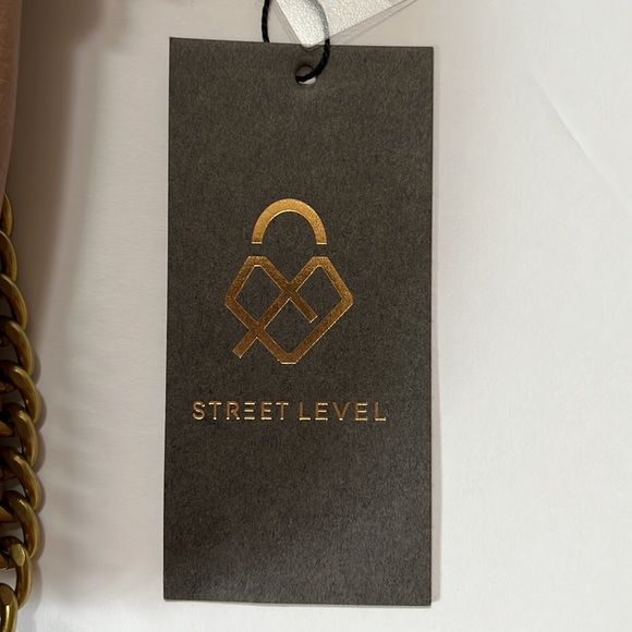 Street Level Tan Mini Tote Goldtone Chain Trim Detachable Hand & Shoulder Straps - Picture 10 of 11